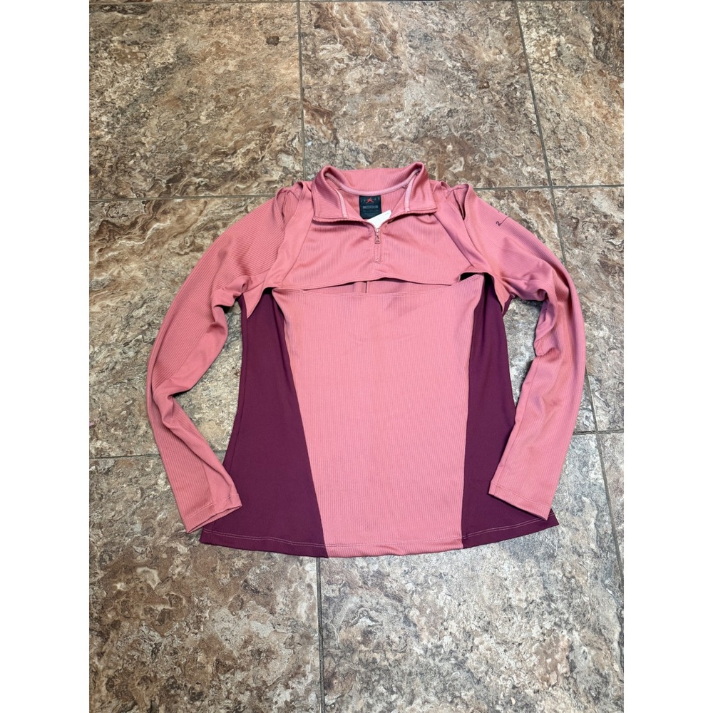 Jordan Sport Womens 1/4 Zip Ribbed Top Pink Berry DV1255-689 XXL